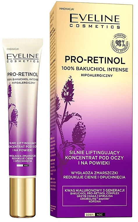 Лифтинг-концентрат для глаз и век - Eveline Cosmetics Pro-Retinol 100% Bakuchiol Eye Strongly Lifting Concentrate — фото N1