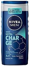 Гель для душа 3 в 1 для тела, лица и волос - NIVEA MEN Ultra Charge Limited Football Edition — фото N1