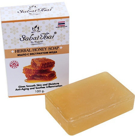 Мыло с экстрактом меда - Sabai Thai Herbal Honey Soap — фото N1