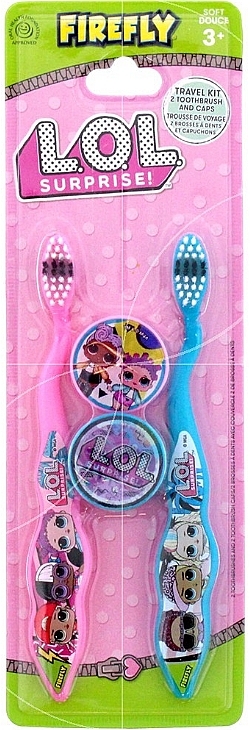 Набор детских зубных щеток с колпачками, 2 шт - Firefly Oral Care LOL Toothbrush Travel Kit  — фото N1