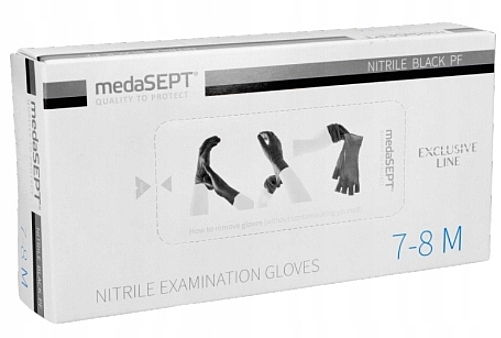 Нитриловые перчатки, размер М, черные - Medasept Nitrile Black Examination Gloves — фото N2