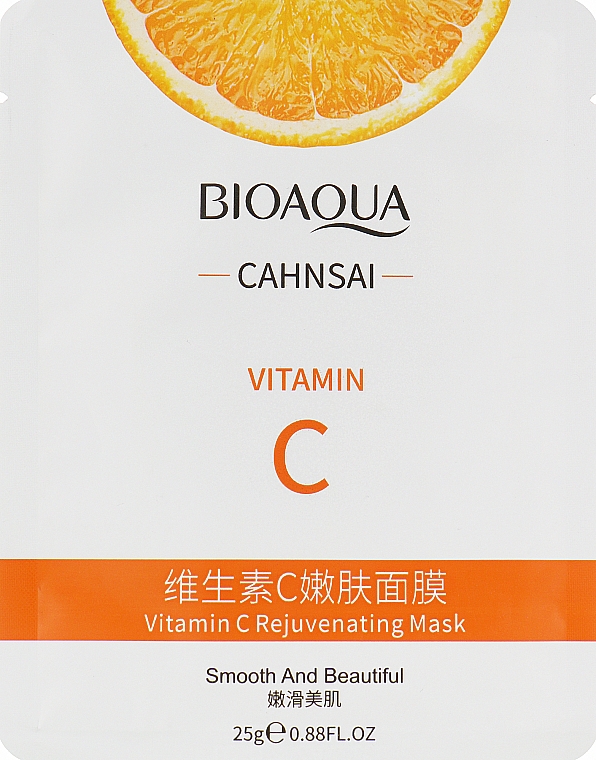 Тканевая маска для лица с витамином С - Bioaqua Cahnsai Vitamin C 