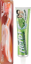 Набор "Алоэ вера", салатовый - Dabur Herb`l (toothbrush/1шт + toothpaste/150g) — фото N2