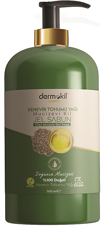 Гель-мило з олією насіння конопель - Dermokil Hemp Seed Oil Miraculous Liquid Clay Soap — фото N1