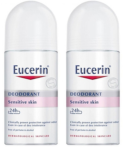 Набір - Eucerin Deodorant Sensitive Skin (deo/roll/2x50ml) — фото N1