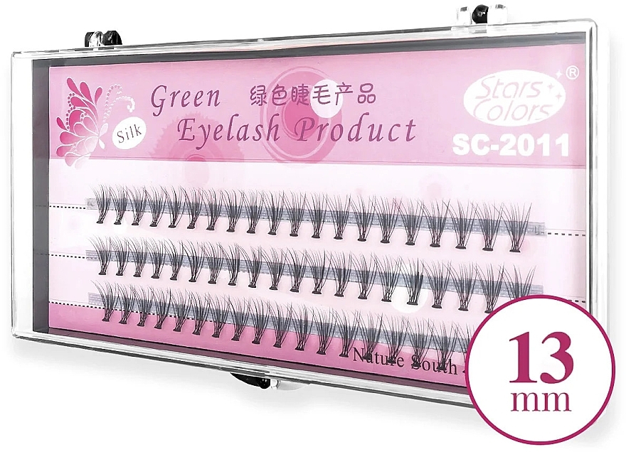 Накладні пучки, С, 13 мм - Clavier Pink Silk Green Eyelash — фото N1