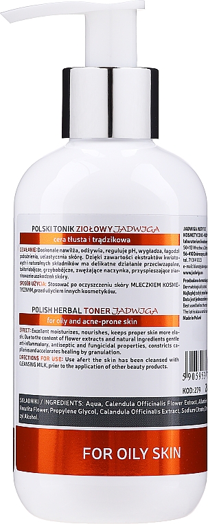 Тонік для жирної та проблемної шкіри - Jadwiga Herbal Toner For Oily Skin — фото N6