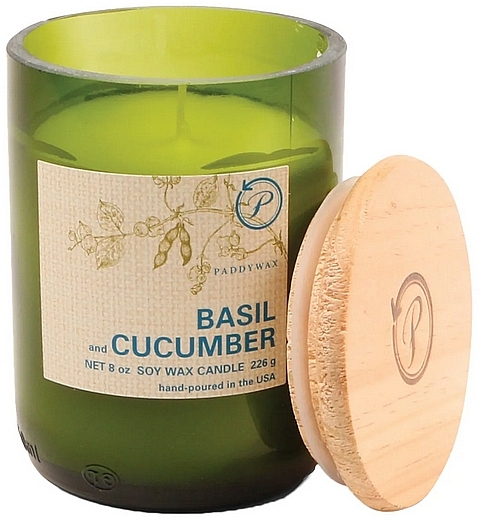 Ароматична свічка "Базилік та огірок" - Paddywax Eco Green Recycled Glass Candle Basil + Cucumber — фото N1