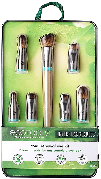 Набір змінних пензлів для макіяжу, 7 шт. - EcoTools Eye Kit Interchangeables Makeup Brush Set With Case — фото N1