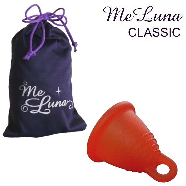 Менструальна чаша з петлею, розмір S, червона - MeLuna Classic Shorty Menstrual Cup Ring — фото N1