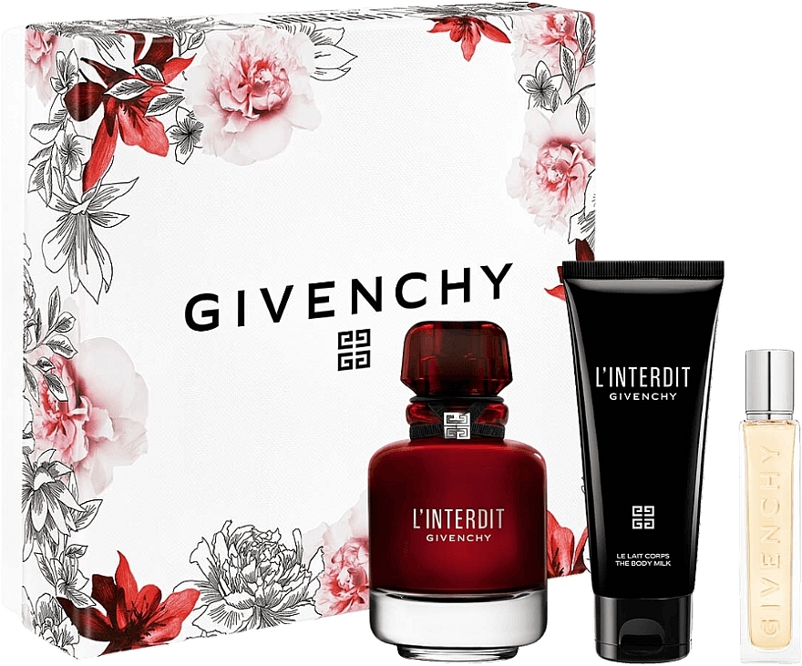 Givenchy L'Interdit Rouge - Набор (edp/80ml + edp/mini/12.5ml + b/milk/75ml) — фото N1