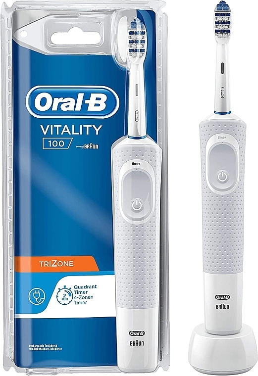 Електрична зубна щітка, біла - Oral-B Vitality 100 TriZone White — фото N1