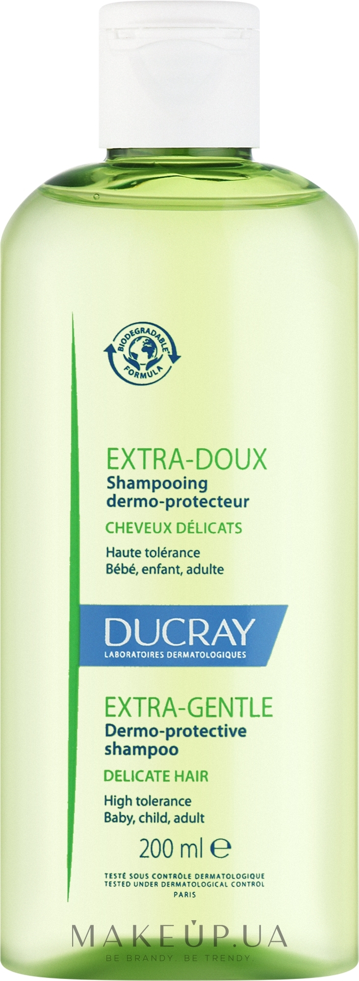 Шампунь защитный для частого применения - Ducray Cheveux Delicats Extra-Doux Shampooing Dermo-Protecteur — фото 200ml