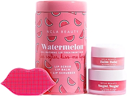 Парфумерія, косметика Набір "Кавун" - NCLA Beauty Watermelon Lip Care (l/balm/10ml + l/scrub/15ml + scrubber)
