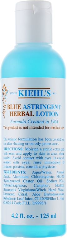 Лосьйон з травами для проблемної шкіри - Kiehl's Blue Astringent Herbal Lotion — фото N1