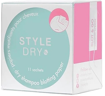 Сухой шампунь-салфетка для волос, 11 шт. - Styledry Dry Shampoo Blotting Paper Coconut Breeze — фото N1