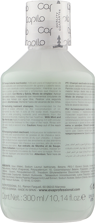 Лечебный шампунь для жирной кожа головы и сухих волос - Eva Professional Capilo Ekilibrium Shampoo №09 — фото N2