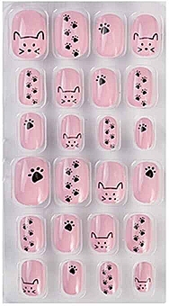 Накладные ногти для детей "Кот", розовый, 961 - Deni Carte Magic Miss Tips — фото N2