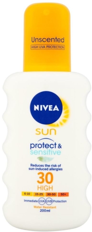 Сонцезахисний спрей - NIVEA Sun Protect & Sensitive Spray SPF 30 — фото N1