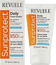 УЦІНКА Сонцезахисний крем для обличчя зволожувальний - Revuele Sunprotect Moisture Boost Daily Face Cream For Normal To Dry Skin SPF 50+ * — фото N2