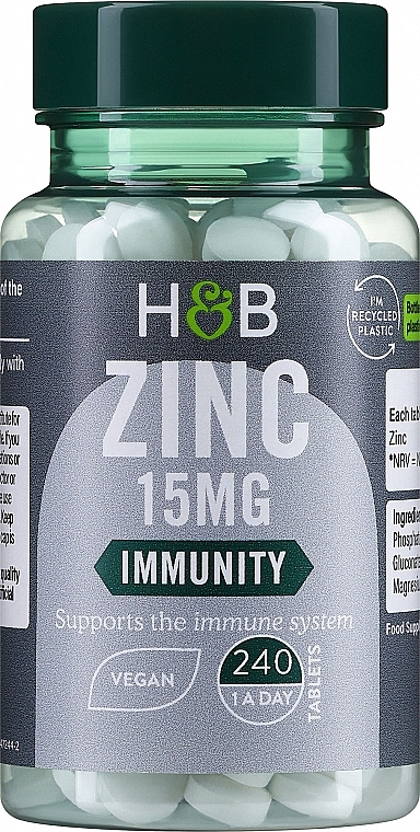 Пищевая добавка "Цинк", 15 мг - Holland & Barrett Zinc 15 mg — фото N1
