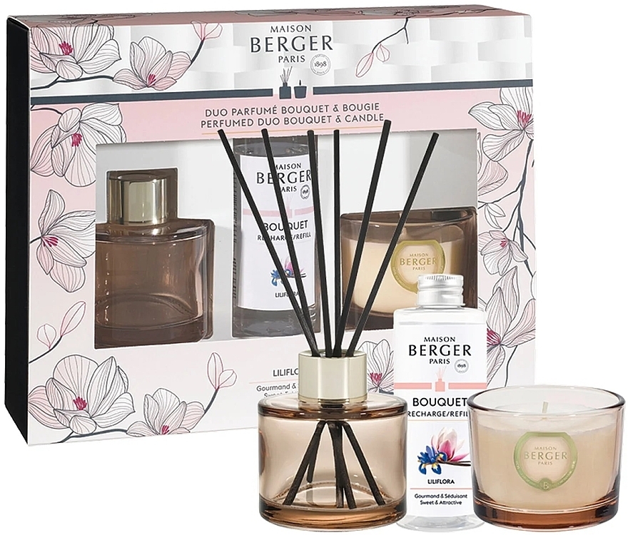 Maison Berger Paris Bolero Magnólie - Набор (deff/80ml + candle/80g + deff/refill/80ml) — фото N1