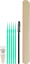 Мини-набор для снятия ресниц в домашних условиях - Vivienne Lashes And More (cr/remover/2g + eyelash/microbrush/5pcs + wooden/spatula/1pcs + eyelash/brush/1pcs) — фото N1