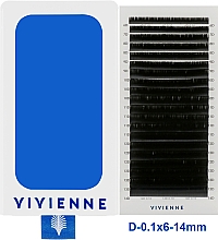 Накладные ресницы "Elite", черные, 20 линий (mix, 0,1, D, 6-14) - Vivienne — фото N1