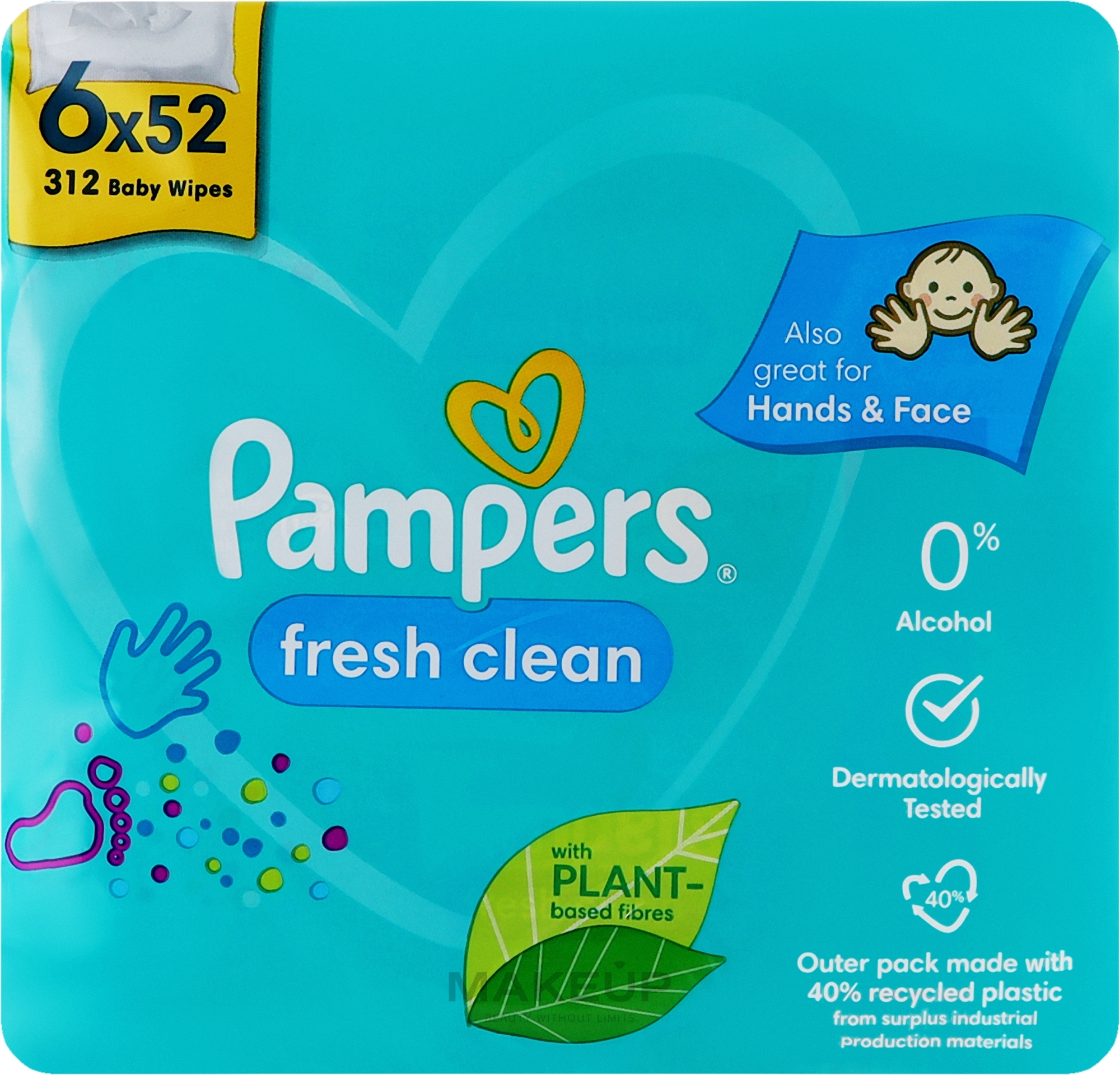 Детские влажные салфетки "Fresh Clean", 6x52шт - Pampers — фото 6x52шт