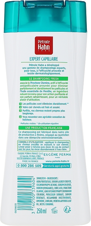 Шампунь от перхоти для всех типов волос - Eugene Perma Petrole Shampooing Expert Antipelliculaire Fresh — фото N2