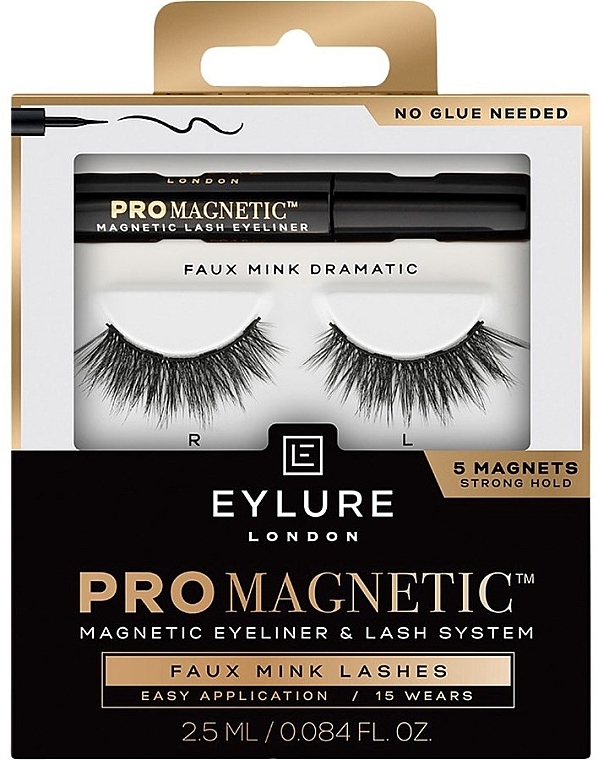Набор - Eylure Pro Magnetic Kit Faux Mink Dramatic (false/eyelashes + eyeliner/2.5ml) — фото N1