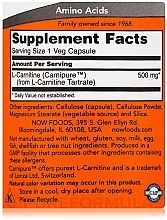 Капсулы L-карнитин, 500 мг. - Now Foods L-Carnitine — фото N3