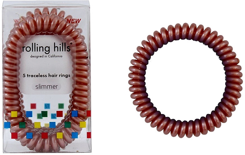 Резинка-браслет для волос, бронзовая - Rolling Hills 5 Traceless Hair Rings Slimmer Bronze — фото N1