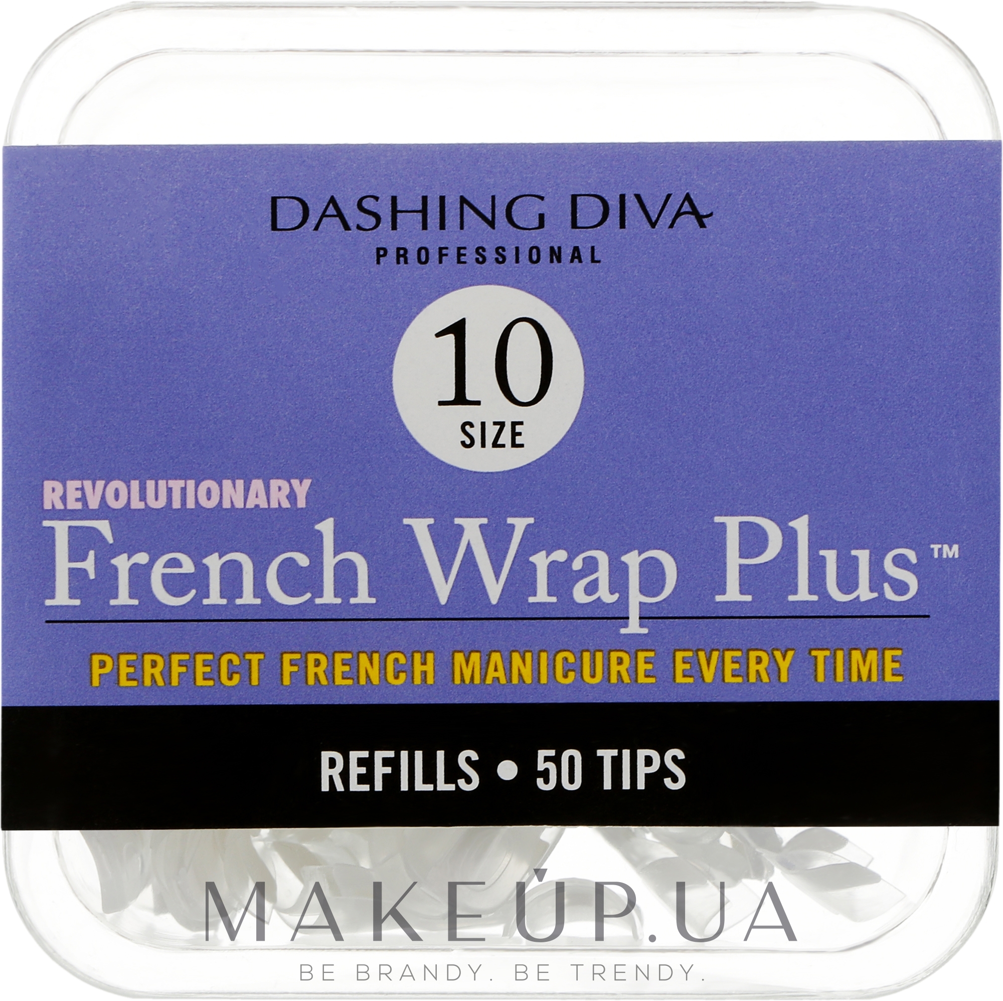 Тіпси вузькі - Dashing Diva French Wrap Plus White 50 Tips (Size - 10) — фото 50шт