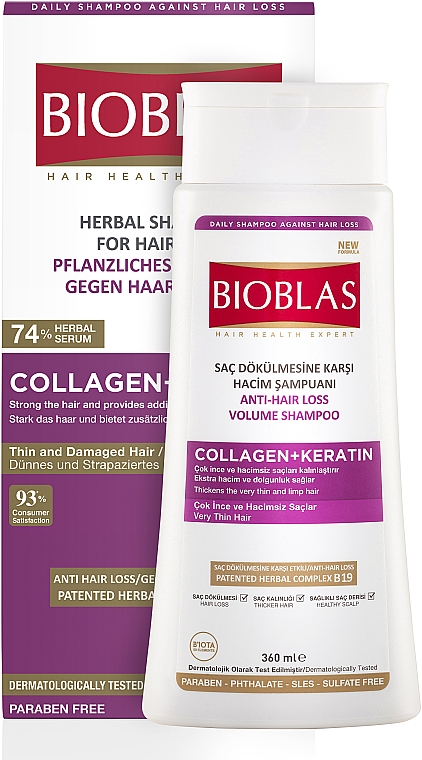 Шампунь з колагеном і кератином для тонкого й пошкодженого волосся - Bioblas Collagen And Keratin Shampoo — фото N1
