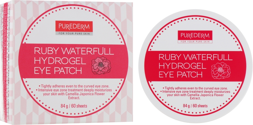 Набор гидрогелевых патчей под глаза с экстрактом граната - Purederm Ruby Waterfull Hydrogel Eye Patch