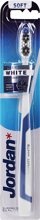 Зубная щетка мягкая, синяя - Jordan Expert White Soft — фото N1