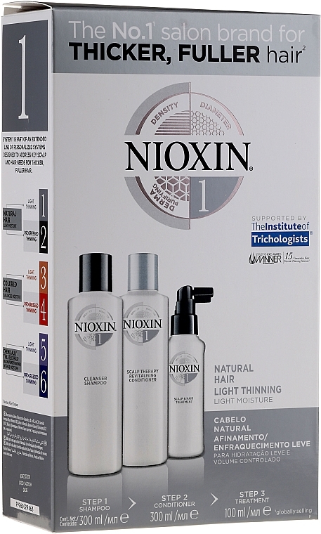 Набор - Nioxin Hair System 1 Kit (shm/300ml + cond/300ml + mask/100ml) — фото N1