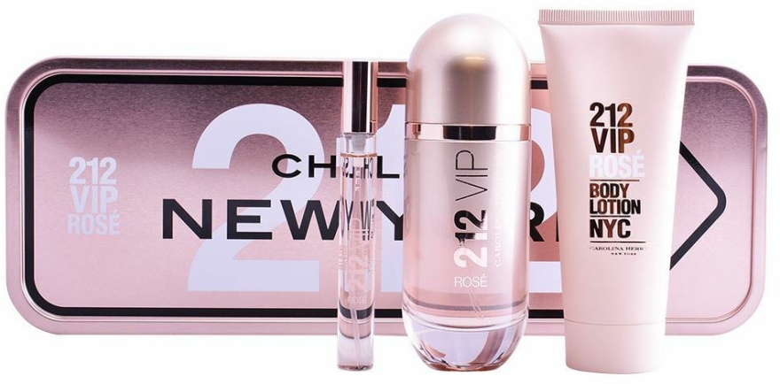 Carolina Herrera 212 Vip Rose - Набор (edp/80ml + b/lot/100ml + edp/mini/10ml)