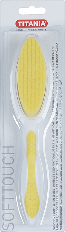 Пилочка педикюрная двухстороняя, пемза, наждак, желтая - Titania — фото N1