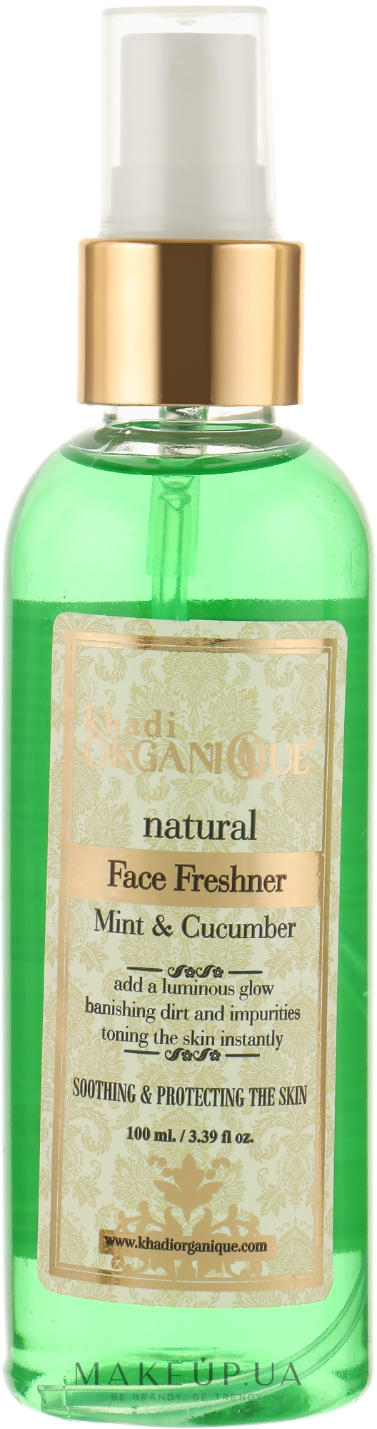 Натуральный освежающий тоник-спрей для лица "Мята и огурец" - Khadi Organique Mint And Cucumber Face Fresher — фото 100ml