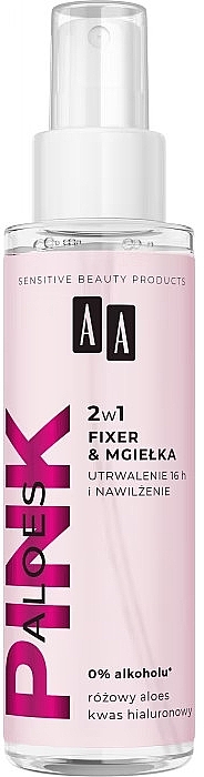 Фиксирующий и увлажняющий спрей для лица 2в1 - AA Cosmetics Pink Aloes — фото N1