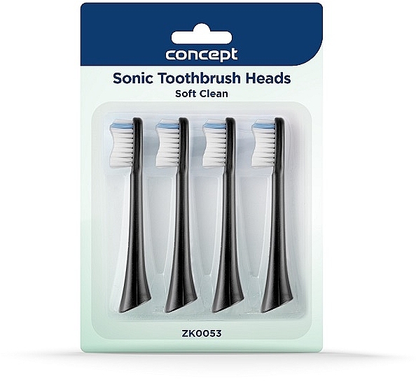 Змінні головки для зубної щітки, ZK0053, чорні - Concept Sonic Toothbrush Heads Soft Clean — фото N1