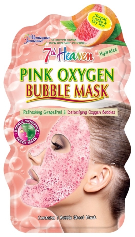 Пузырьковая маска для лица "Розовая" - 7th Heaven Pink Oxygen Bubble Mask — фото N1