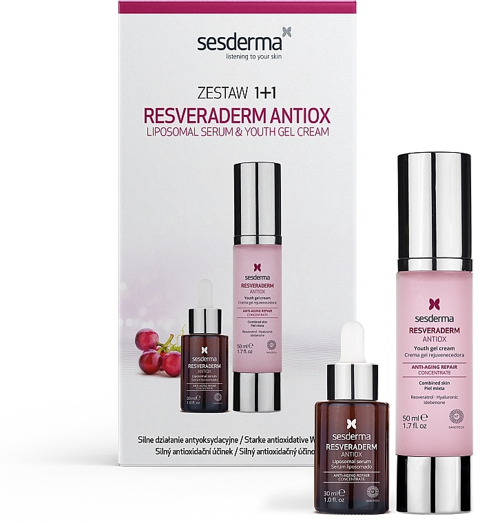 Набір - SesDerma Laboratories Resveraderm Antiox (serum/30ml + cr/50ml) — фото N1