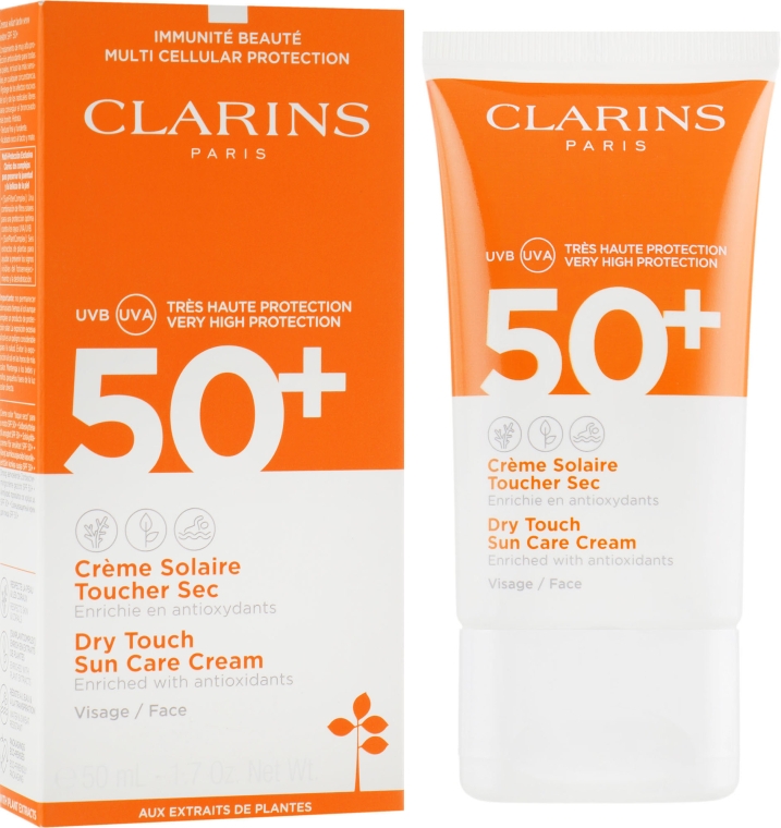 Сонцезахисний крем для обличчя - Clarins Sun Care Dry Touch Face Cream SPF 50+ — фото N1