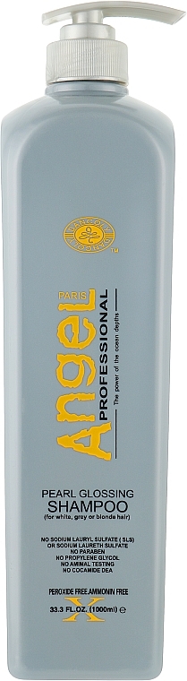 Шампунь, придающий серебристый оттенок обесцвеченным, блондированным и седым волосам - Angel Professional Paris Perl Glossing Shampoo — фото N3