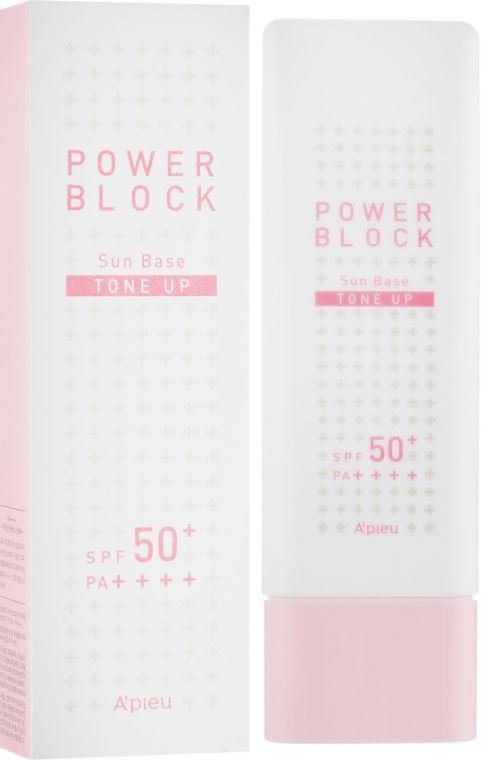 Сонцезахисна вирівнювальна основа - A'pieu Power Block Tone Up Sun Base Pink — фото N1