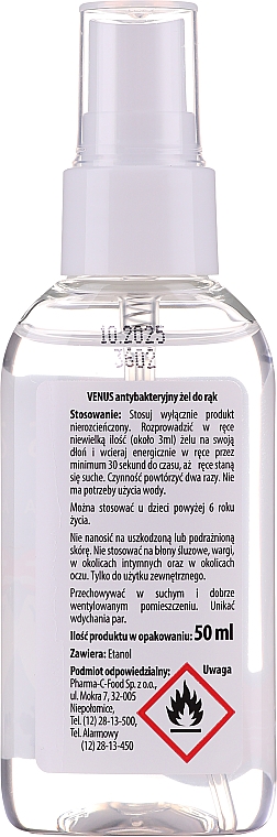 Антибактериальный гель для рук в спрее - Venus Antibacterial Hand Gel Spray — фото N2