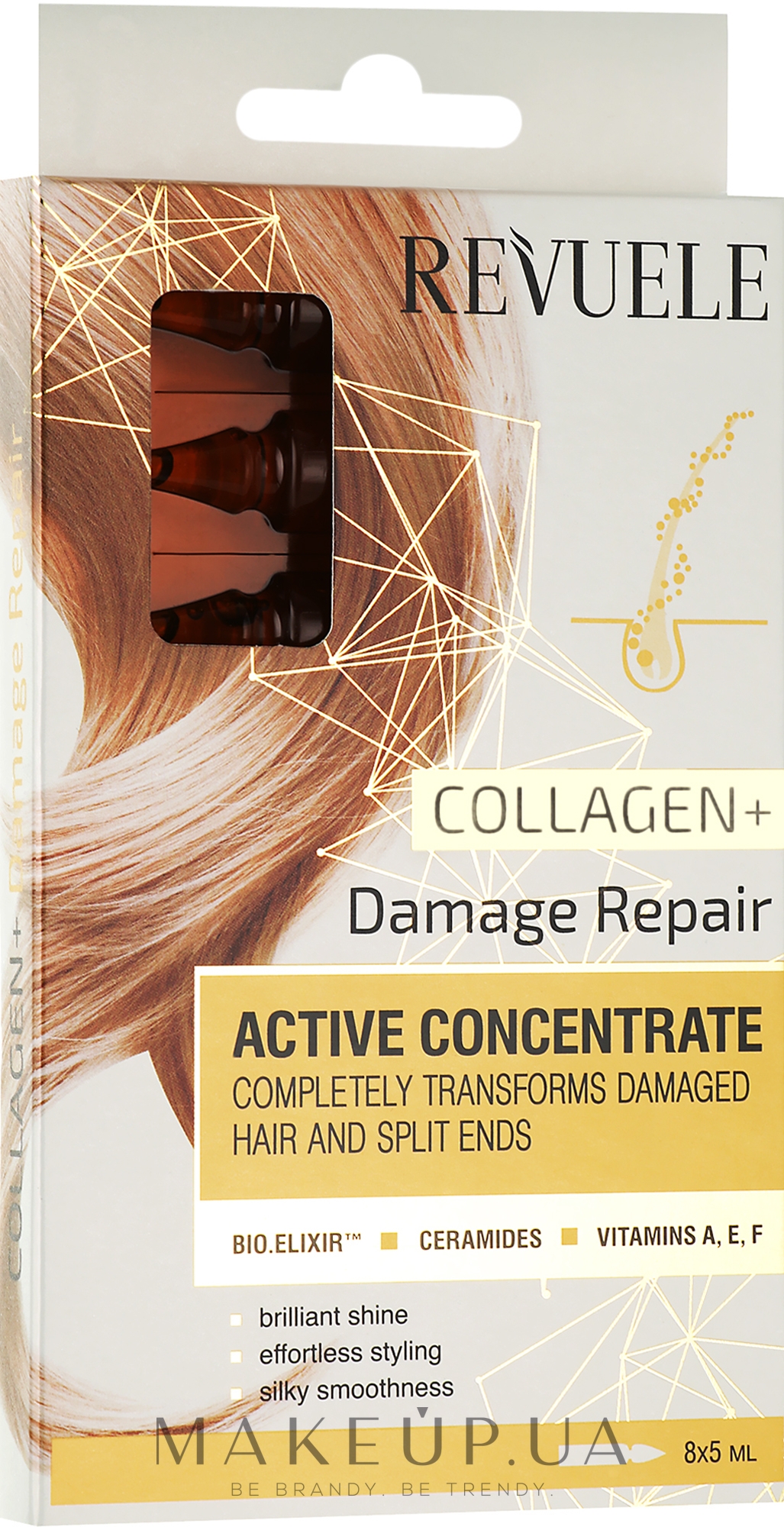 Ампулы для волос "Восстановление повреждений" - Revuele Active Hair Concentrate Collagen + Damage Repair — фото 8x5ml